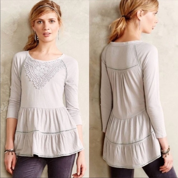 Anthropologie Tops - Anthropologie | Meadow Rue Crochet Lace Tiered Top